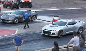Corvette Z06 Races Camaro ZL1, Old-Timer Dodge Joins the Fun Only to Be Humiliated