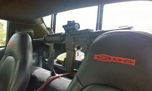 Corvette Z06 with a Gun Rack Holding an AR-15 Is Very... Texas