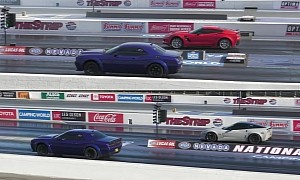 Corvettes Drag Race Dodge Hellcat, Jaguar F-Type Also Joins the Quarter-Mile Fun