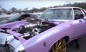 Cotton Candy Impala Donk Whips the New Chevy Corvette Down the Quarter Mile