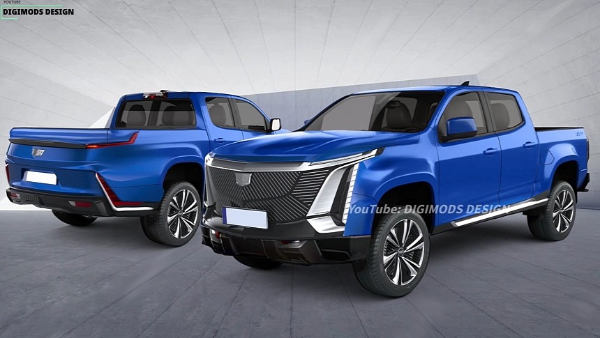 2024 Cadillac Escalade IQ EXT pickup truck EV revival rendering by Digimods DESIGN 