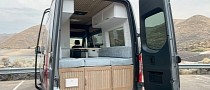 Couple Converts Sprinter Van Into a Functional Mini Beach House on Wheels