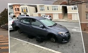 Couple Gets Parking Ticket After Thieves Steal All 4 Wheels on Their Car