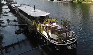 Couple Transform 1950s Cereal Cargo Boat Into Magnificent Riverside Dream Home in Paris