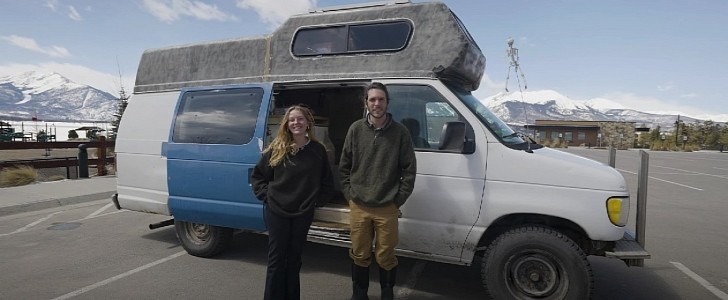 Couple turns old van into a tiny home on wheels