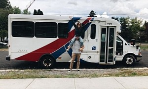 Couple Transforms Shuttle Bus Into a Beautiful Camper With Two Sleeping Areas