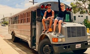 Couple Turn Retro Schoolie Into Cozy Home for Full-Time Living on the Road