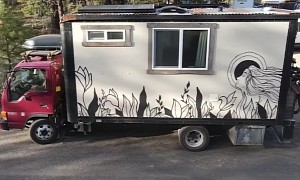 Couple Turns Box Truck Into a Cozy Home With Elevator Bed for Just $14K