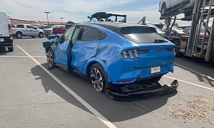Crashed 2021 Ford Mustang Mach-E Looks Like an Insurance Write-Off