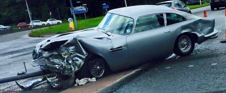 $1.5 Million Worth Crashed Aston Martin DB5 was wrecked Tuesday in Manchester