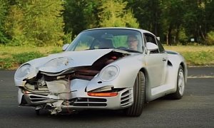Crashed Porsche 959 Rides on Three Wheels, Will be Auctioned Off
