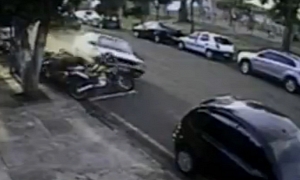Crazy Crash Destroys 13 Motorcycles in One Second