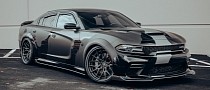 Crazy Dodge Charger SRT Hellcat Widebody Looks Like a Steroid Shot on Custom Wheels