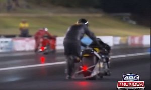 Crazy-Funny Motorcycle Drag Race Ends Up with Riders Pushing the Bikes