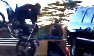 Crazy Motorcycle Stunt Shows How Things Roll When Crashing into an SUV
