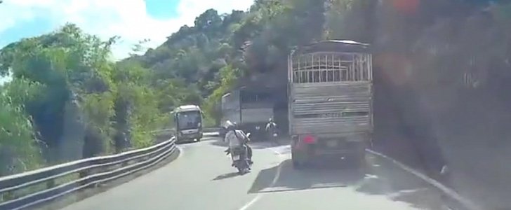 Vietnamese rider about to crash
