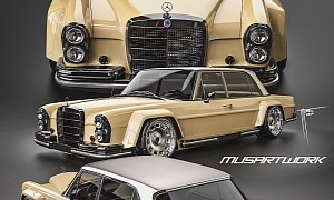 Creamy-Gray Mercedes-Benz 280 SEL 4.5 Is Classy, Slammed, and Widebody in CGI