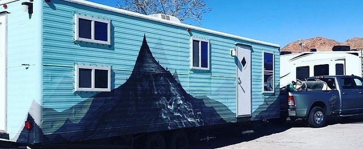 Journey the tiny house is a former railroad trailer from 1985