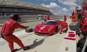 Crew Accidentally Drops Ferrari 458 GT3 Racecar During Pit Stop at Lone Star Le Mans