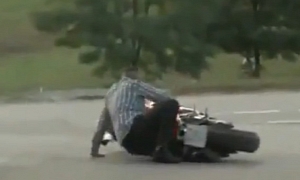 Croatian Man Fails at Doing Motorcycle Burnout