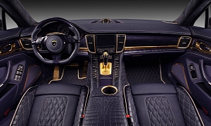 Crocodile Leather and Gold Porsche Panamera Interior by TopCar