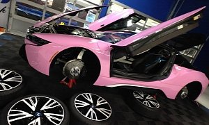 Crossdresser Jeffree Star Wraps His BMW i8 in Pink