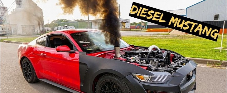 Cummins Ford Mustang Has GT500 Front, Is a Heavy Smoker
