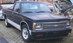 Custom 1986 Chevy S10 Sports Mysterious Engine Under the Hood, for Sale for Cheap