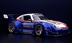 Custom Body Porsche 911 GT2 RWB with Rothmans Racing Livery Is Toy Track Racing Special