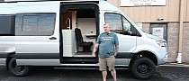 Custom Camper Van Is Loaded With Creature Comforts, Including a Fold-Up Double Seat