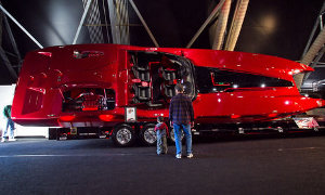 Custom Crystal Red Catamaran Up for Grabs with Matching Corvette