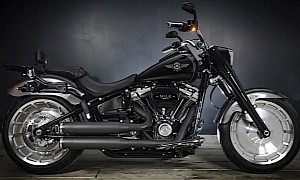 Custom Harley-Davidson Fat Boy Looks Fit With Dark Body on Solid, Metal-Look Wheels