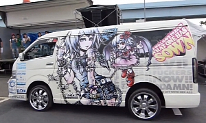 Custom Toyota Hiace Gets Anime Video Game and Cursing Wrap