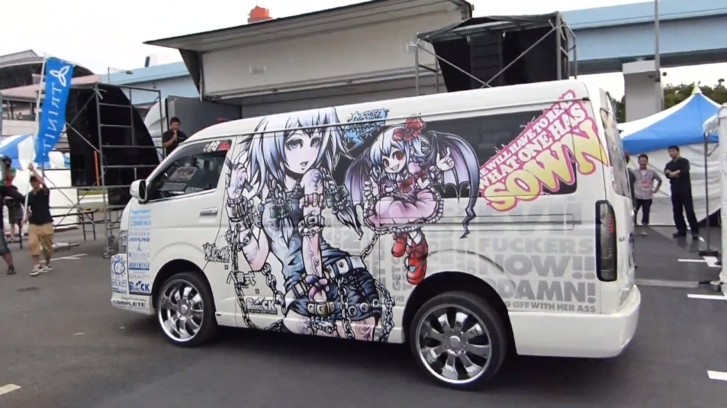 Toyota Hiace with Anime Video Game Wrapping