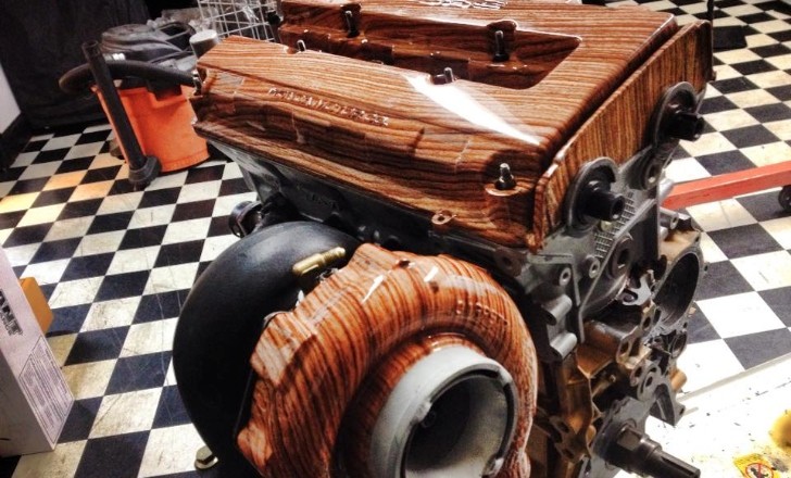 Custom Wood Valve and Turbo Cover Is Pretty Awesome