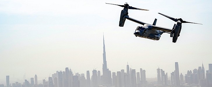 CV-22 Osprey flying over Dubai