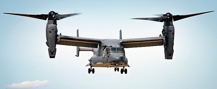 CV-22 Osprey landing at Wittman Regional Airport