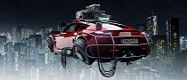 Cyberpunk Tesla Roadster Rendering Keeps Its Wheels Despite Being Able to Fly