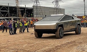 Cybertruck at Giga Texas Looks Like Musk Driving on Mars
