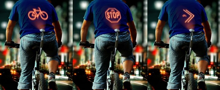 Cyclee Concept Projects Life-Saving Signs on the Back of the Biker