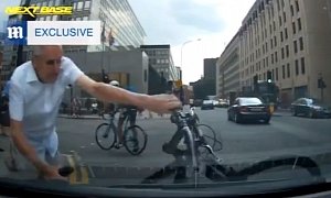 Cyclist Attacks Car with His Bike in London Road Rage Incident