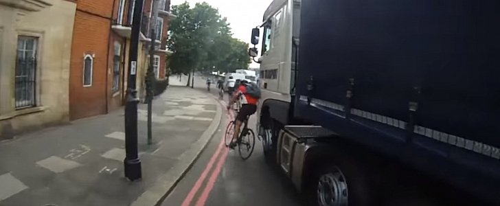 Semi hits cyclist in London