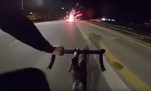 Cyclist Uses Frame-Mounted Fireworks Launcher Against Biker in Road Rage Fit