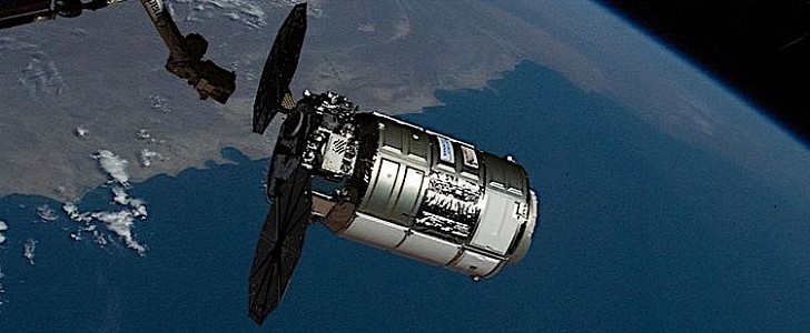 Cygnus spacecraft leaving ISS