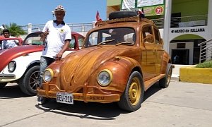 Dad Builds Wooden VW Beetle for Daughter, Travels with It from Peru to NYC