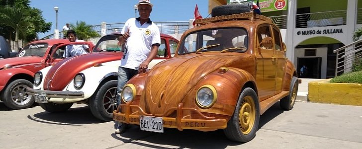 VW Beetle made entirely out of wood
