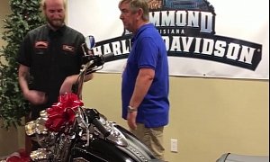 Dad Gets a Harley-Davidson For Christmas, Thinks It’s A Big Joke