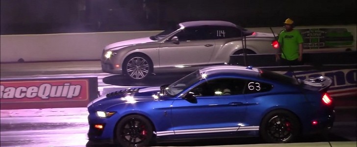 Father's 2020 Ford Mustang Shelby GT500 vs. son's Bentley Continental GTC on Drag Racing and Car Stuff 