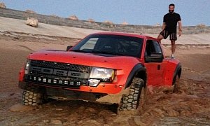 Dan Bilzerian Almost Buries a Ford Raptor Just for Fun