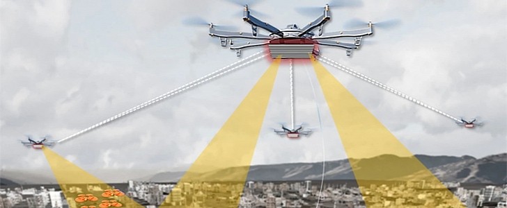 The Aerial Dragnet project uses drones to detect and track smaller drones.